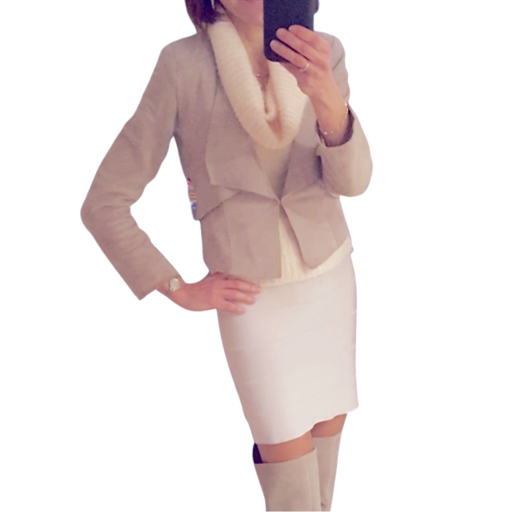 WHBM Suede Flounce Front Jacket Tan XXSP - Picture 7 of 16